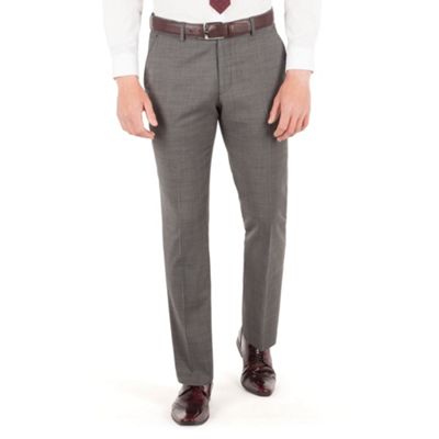 J by Jasper Conran Charcoal pindot flat front slim fit business suit trouser